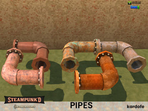 Sims 4 — Steampunked_Pipes 9 by kardofe — Metal piping, horizontal curved, in five colour options