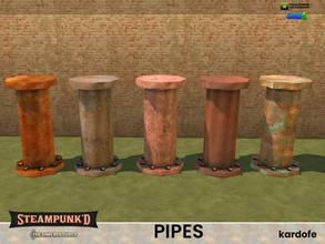 Sims 4 — Steampunked_Pipes 10 by kardofe — Straight metal piping, large, in five colour choices