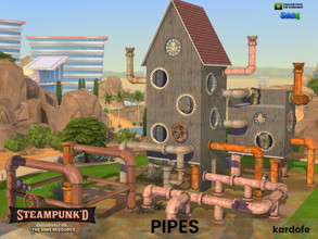 Sims 4 — Steampunked Pipes by kardofe — Set of pipes in different shapes and with rusty textures, to form structures