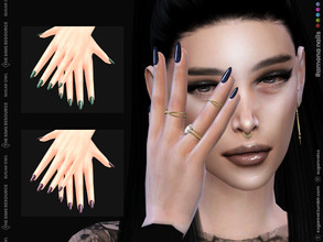 Sims 4 — Ramona nails by sugar_owl — Female long almond nails with dark and sparkling colors. Fingernails category.