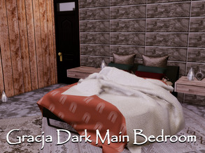 Sims 4 — Gracja Dark Bedroom | Only TSR CC by GenkaiHaretsu — Modern dark main bedroom for Gracja Shell.