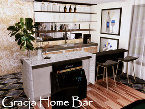Sims 4 — Gracja Home Bar | Only TSR CC by GenkaiHaretsu — Modern home bar for Gracja Shell.