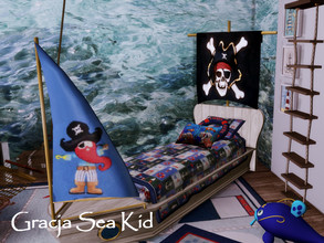 Sims 4 — Gracja Sea kid bedroom | Only TSR CC by GenkaiHaretsu — Modern kid bedroom for Gracja Shell.