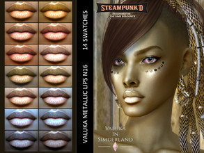 Sims 4 — Valuka - Steampunked Metallic Lips N16 by Valuka — 14 colours. You can find it in lipsticks. Thumbnail for