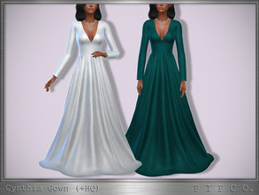 Sims 4 — Cynthia Gown II by Pipco — A long-sleeved gown in 15 colors. Base Game Compatible New Mesh All Lods HQ