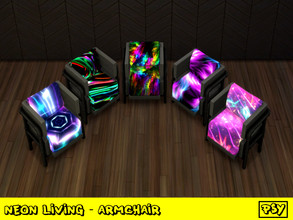 Sims 4 — Neon Living - Armchair by Psychachu — Neon Living Set - Armchair, in 5 neon patterns!