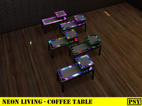 Sims 4 — Neon Living - Coffee Table by Psychachu — Neon Living Set - Coffee Table, in 5 neon patterns!