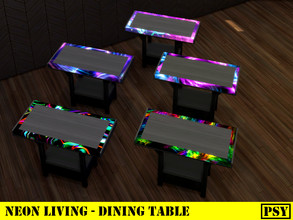 Sims 4 — Neon Living - Dining Table by Psychachu — Neon Living Set - Dining Table, in 5 neon patterns!
