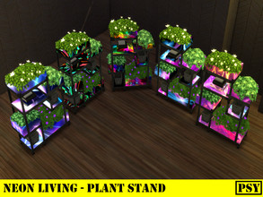 Sims 4 — Neon Living - Plant Stand by Psychachu — Neon Living Set - Plant Stand, in 5 neon patterns!