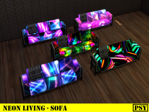Sims 4 — Neon Living - Sofa by Psychachu — Neon Living Set - Sofa, in 5 neon patterns