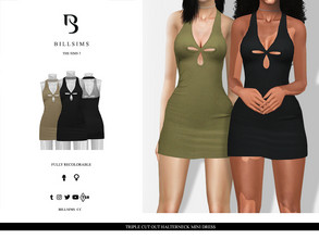 Sims 3 — Triple Cut Out Halterneck Mini Dress by Bill_Sims — This mini dress features a ribbed material with a triple cut