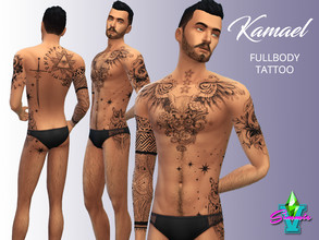 Sims 4 — SimmieV Kamael FB Tattoo by SimmieV — A full body tattoo using various images of mystical and occult reference.