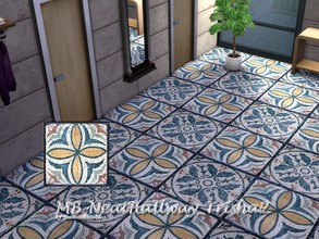 Sims 4 — MB-NeatHallway_Trisha2 by matomibotaki — MB-NeatHallway_Trisha2 Elegant mosaic ceramic tile with a floral motif,