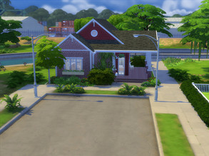 Sims 4 — Cedar 109 by gredsuke2 — A small, cute family home with a small porch and a big kitchen. 