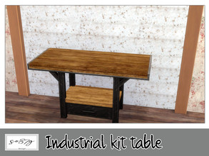 Sims 4 — Industrial kit dining table by so87g — cost: 400$, you can found it in surfaces - dining table NEW features of