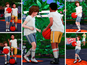 Sims 4 — Playing Basketball PosePack by couquett — ideal for playing basketball and that your children have fun doing
