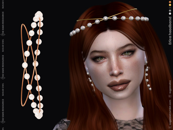 Sims 4 — Erica headband by sugar_owl — Metal halo headband with pearls, come in five swatches: gold, silver, and bronze.