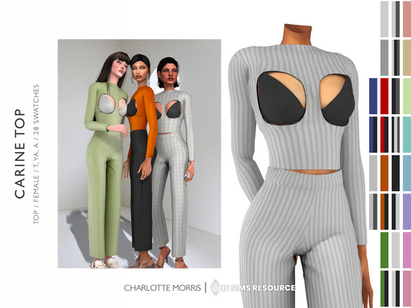 Sims 4 — Carine Top by Charlotte_Morris — Carine Top 28 swatches Feminine Teen, Young Adult, Adult New mesh All lods HQ