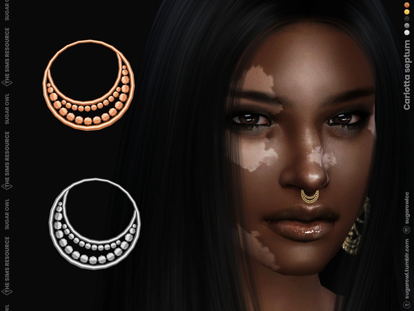 Sims 4 — Carlotta septum by sugar_owl — Septum piercing ring with metal pearls for male and female sims. - new mesh -