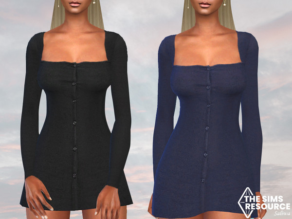 Sims 4 — Square Deep Neck Dresses by saliwa — Square Deep Neck Dresses