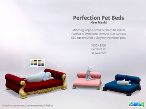 Sims 4 — Perfection Pet Beds by kliekie — Small & Large pet beds, only for the elitists pets. Comes with a whopping