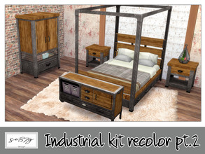 Sims 4 — Industrial kit recolor pt-2 by so87g — - Industrial kit double bed: cost: 800$, you can found it in comfort -