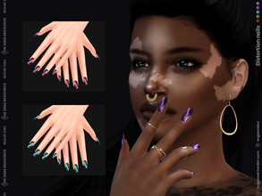Sims 4 — Distortion nails by sugar_owl — Female long almond nails with holographic shellac nail polish. Fingernails
