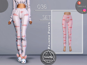 Sims 4 — SET 036 - Pajama Pants by Camuflaje — Cute pajama set that includes a top and pants / Inspo - Pretty Little