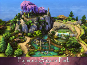 Sims 4 — Fujimura Sakura Park / No CC by nolcanol — Fujimura Sakura Park is a Japanese-style garden with a characteristic