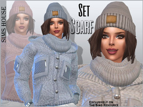 Sims 4 — Set Scarf by Sims_House — Set Scarf 5 color options. Winter knitted scarf collar, makes up a set with a jacket,