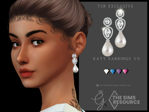 Sims 4 — Katy Earrings v3 by Glitterberryfly — Version 3 of the Katy Earrings, featuring pearl and diamonds