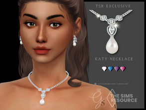 Sims 4 — Katy Necklace by Glitterberryfly — Necklace that feature diamonds and pearls.