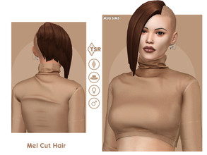Sims 4 — Mel Cut Hair by MSQSIMS — This Maxis Match hair with a side cut is suitable for female and male sims. - Base
