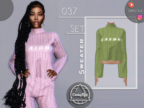 Sims 4 — SET 037 - Sweater by Camuflaje — Fashion wintery set that includes a sweater and pants / Inspo - Missguided UK