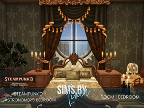 Sims 4 — Steampunked - Astronomers Bedroom by SIMSBYLINEA — It may be a bit dusty but it's still the most cozy place in