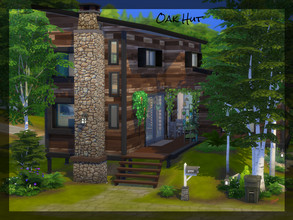 Sims 4 — Oak Hut by ruja2 — Oak Hut has a living room, kitchen, a bedroom and a bathroom. On a mezzanine floor there is