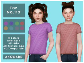 Sims 4 — Akogare Top No.113 by _Akogare_ — Akogare Top No.113 - 8 Colors - New Mesh (All LODs) - All Texture Maps - HQ