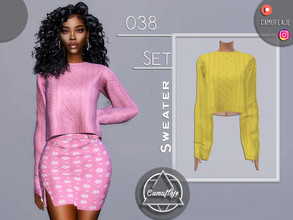 Sims 4 — SET 038 - Knit Sweater by Camuflaje — Fashion wintery set that includes a knit sweater and a flower skirt /