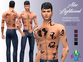 Sims 4 — Alec Lightwood Shadowhunter by SimmieV — A full set of Alec Lightwood's Shadowhunter Rune tattoos. Four swatches