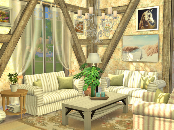 Sims 4 — Bristol - Living Room - CC by Flubs79 — here is a cozy and rustic Living Room for your Sims the size of the