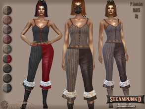 Sims 4 — Steampunked Mercy Pants by Harmonia — New Mesh All Lods 9 Swatches Please do not use my textures. Please do not