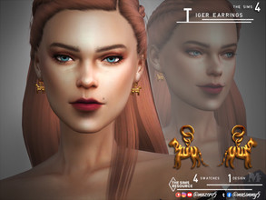 Sims 4 — Tiger Earrings by Mazero5 — Year of the Tiger reference from Chinese Zodiac Sign Tiger Earrings for Chinese New