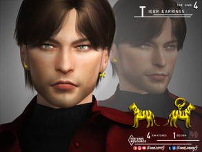 Sims 4 — Tiger Earrings by Mazero5 — Tiger Earrings for Chinese New Year this 2022 Year of the Tiger reference from