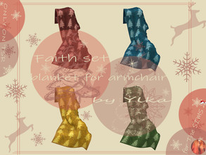 Sims 4 — [SJB] Faith set blanket for armchair by Ylka — A blanket with a Christmas print for your armchair. Has 4 colors.