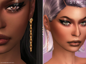Sims 4 — STACI | earrings by Plumbobs_n_Fries — Chain Link Drop Earrings With Two Hoops New Mesh HQ Texture Female | Teen