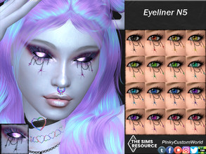 Sims 4 — Eyeliner N5 by PinkyCustomWorld — Simple black eyeliner with edgy chain decor with a spider and an ankh