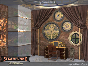 Sims 4 — Steampunked - Nessy Windows by Mincsims — This set is a part of "Steampunked" Collaboration. The set