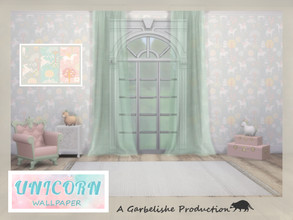 Sims 4 — Unicorn Wallpaper by Garbelishe — Wallpaper with Unicorns that comes in 3 colours