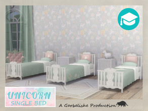 Sims 4 — Unicorn Single Bed by Garbelishe — A single bed featuring Unicorns suitable for a child's bedroom or a whimsical