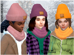Sims 4 — Children's knitted scarf collar F/M by Sims_House — Children's knitted scarf collar F/M 17 color options.